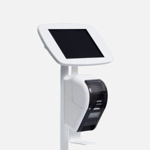 Bouncepad Original Elevate + Brother Printer Mount (inc USB Cable) | Apple iPad 7th Gen 10.2 (2019) | White | Covered Front Camera and Home Button