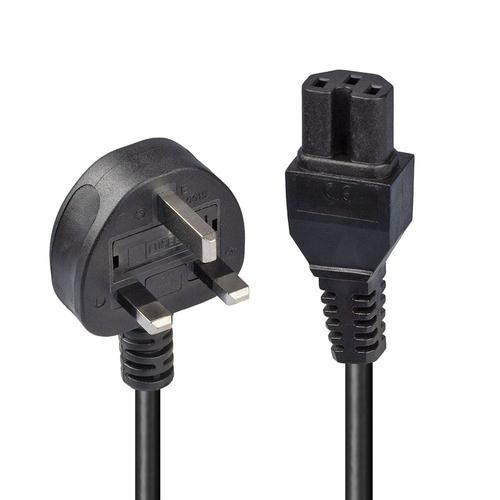 Lindy 2m Mains UK 3 Pin Plug to Hot Conditioned IEC C15 Power Cable  Kettle Lead