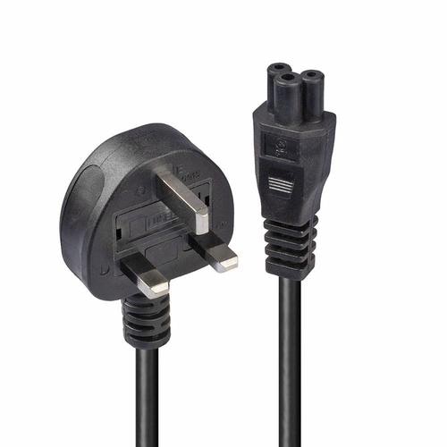 Lindy 1m UK 3 Pin Plug to IEC C5 Cloverleaf Power Cable, Black