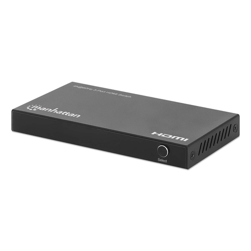 Manhattan Switches Between Three HDMI Inputs on One HDMI Output (3x1), 18G, Automatic and Manual Switching, IR Remote Control, Black