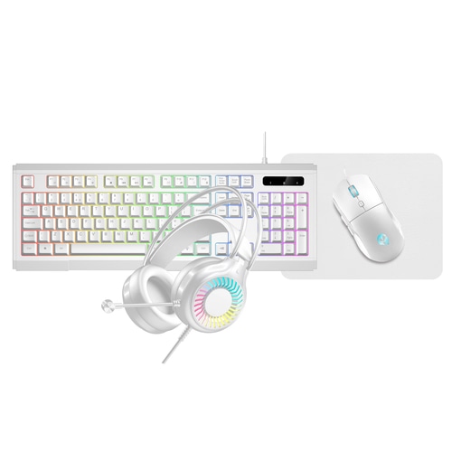 VIDA GAMER WHT 4IN1 USB KB MS HS KIT keyboard Mouse included Gaming QWERTY UK English White