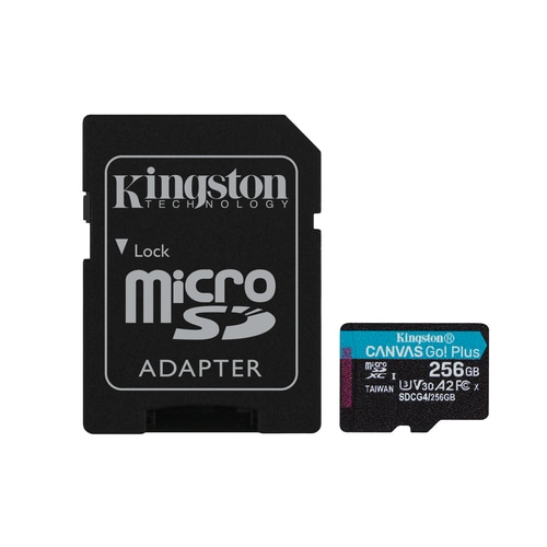 Kingston Technology 256GB microSDXC Canvas Go Plus Gen4 200MB/s A2 U3 V30 Card + Adapter