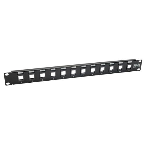 Tripp Lite N062-012-KJ 12-Port 1U Rack-Mount Unshielded Blank Keystone/Multimedia Patch Panel, RJ45 Ethernet, USB, HDMI, Cat5e/6