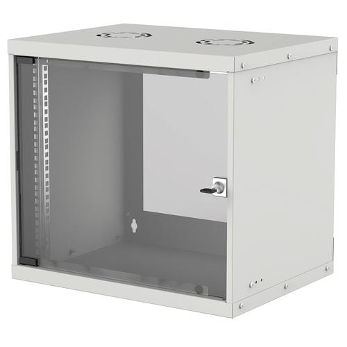 Intellinet Network Cabinet, Wall Mount (Basic), 9U, Usable Depth 340mm/Width 485mm, Grey, Flatpack, Max 50kg, Glass Door, 19, Parts for wall installation (eg screws and rawl plugs) not included, Three Year Warranty