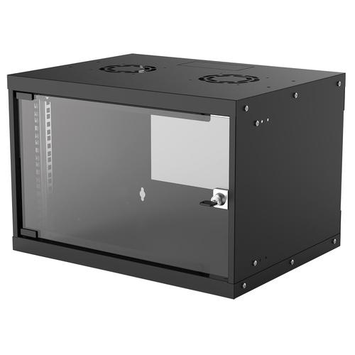 Intellinet Network Cabinet, Wall Mount (Basic), 6U, Usable Depth 340mm/Width 485mm, Black, Flatpack, Max 50kg, Glass Door, 19, Parts for wall installation (eg screws and rawl plugs) not included, Three Year Warranty