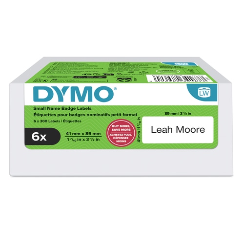 DYMO LW BADGE SMALL 41 x 89mm 6 ROLLS White Self-adhesive printer label