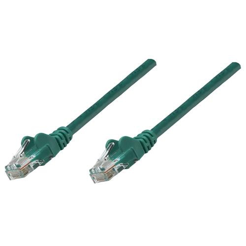 Intellinet Network Patch Cable, Cat6, 0.25m, Green, CCA, U/UTP, PVC, RJ45, Gold Plated Contacts, Snagless, Booted, Lifetime Warranty, Polybag