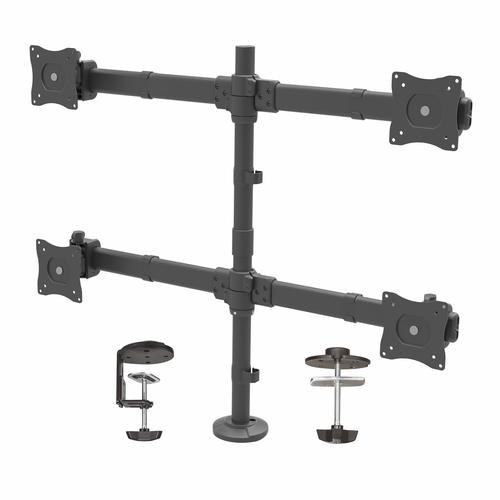 StarTech.com Desk Mount Quad Monitor Arm - Ergonomic VESA 4 Monitor Mount 2x2 up to 27 - Articulating & Height Adjustable Pole Mount - Tilt/Swivel/Rotate LCD/LED Screen - Desk Clamp/Grommet