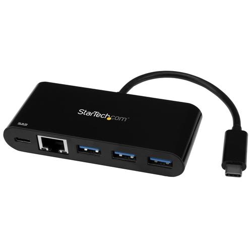 StarTech.com 3 Port USB-C Hub with Gigabit Ethernet & 60W Power Delivery Passthrough Laptop Charging - USB-C to 3x USB-A (USB 3.0 SuperSpeed 5Gbps) - USB 3.1/3.2 Gen 1 Type-C Adapter Hub~3 Port USB-C Hub with Gigabit Ethernet & 60W Power Delivery Passthrough Laptop Charging - USB-C to 3x USB-A (USB 3.0 SuperSpeed 5Gbps) - USB 3.2 Gen 1 Type-C Adapter Hub