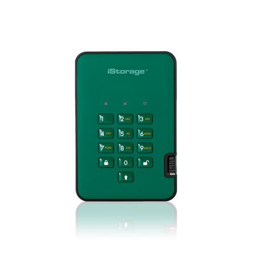 iStorage diskAshur2 256-bit 2TB USB 3.1 secure encrypted hard drive - Green IS-DA2-256-2000-GN