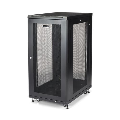 StarTech.com 19in 24U Server Rack Cabinet - 4-Post Adjustable Depth (2 to 30) Network Equipment Rack Enclosure w/Casters/Cable Management/Shelf /1U shelf/Locking Doors