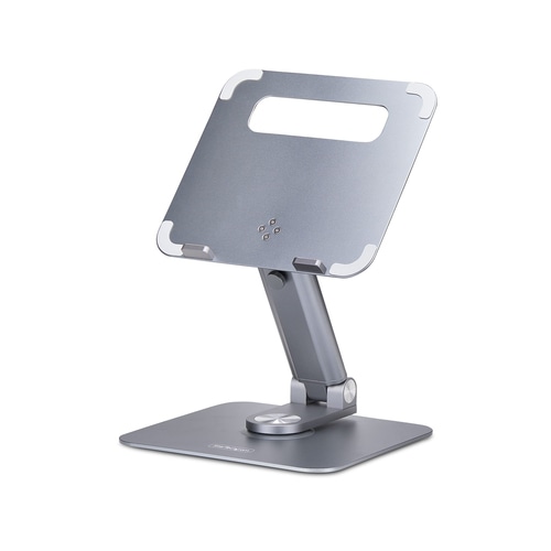 StarTech.com Telescopic Laptop Stand, 360 Swivel Base, Rotating Computer Riser for Desk, Adjustable Height and Tilt, Max 11lb/5kg, Aluminum Build, Portable Design