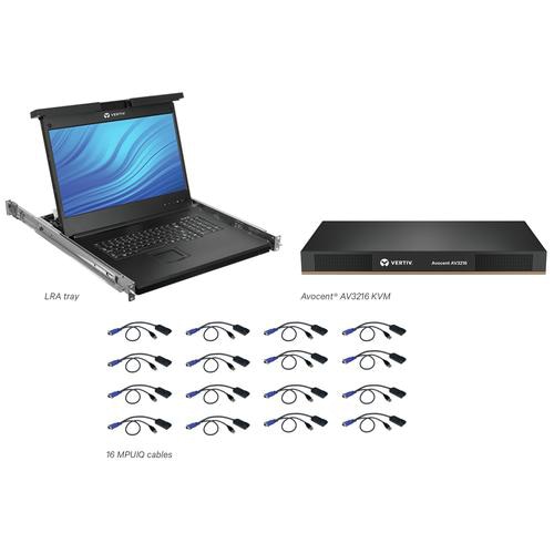 Vertiv Avocent LCD Local Rack Access Console, 16P KVM, 16 CABLES, USB KB-US INTL