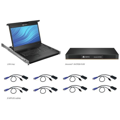 Vertiv Avocent LCD Local Rack Access Console, 8P KVM, 8 CABLES, USB KB-ARB
