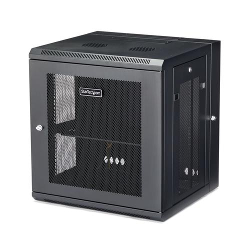StarTech.com 12U 19 Wall Mount Network Cabinet - 16 Deep Hinged Locking IT Network Switch Depth Enclosure - Vented Computer Equipment Data Rack w/Shelf & Flexible Side Panels - Assembled