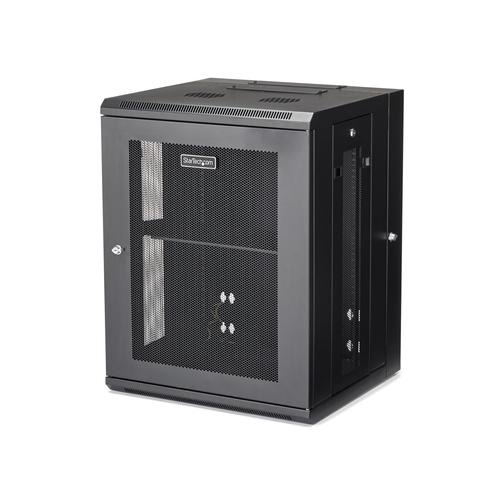 StarTech.com 15U 19 Wall Mount Network Cabinet - 16 Deep Hinged Locking IT Network Switch Depth Enclosure - Assembled Vented Computer Equipment Data Rack w/Shelf & Flexible Side Panels