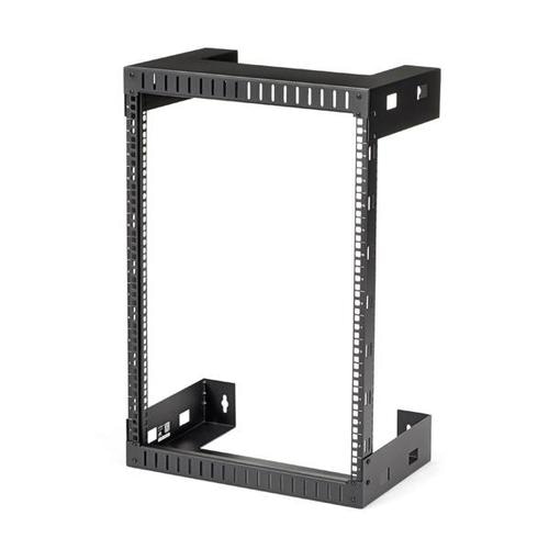 StarTech.com 15U 19 Wall Mount Network Rack - 12 Deep 2 Post Open Frame Server Room Rack for Data/AV/IT/Computer Equipment/Patch Panel with Cage Nuts & Screws 200lb Capacity, Black