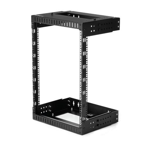 StarTech.com 15U 19 Wall Mount Network Rack - Adjustable Depth 12-20 2 Post Open Frame Server Room Rack for AV/Data/ IT Communication/Computer Equipment/Switch w/Cage Nuts & Screws