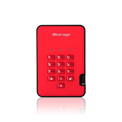 iStorage diskAshur2 256-bit 3TB USB 3.1 secure encrypted hard drive - Red IS-DA2-256-3000-R