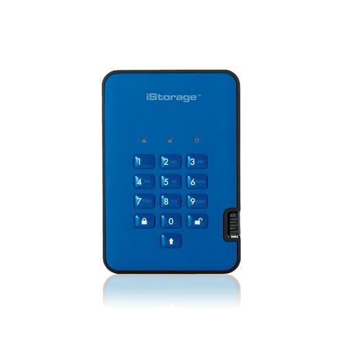 iStorage diskAshur2 256-bit 4TB USB 3.1 secure encrypted hard drive - Blue IS-DA2-256-4000-BE
