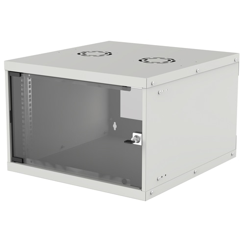 Intellinet Network Cabinet, Wall Mount (Basic), 6U, Usable Depth 500mm/Width 485mm, Grey, Flatpack, Max 50kg, Glass Door, 19, Parts for wall installation (eg screws and rawl plugs) not included, Three Year Warranty