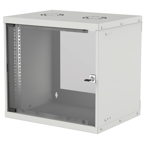 Intellinet Network Cabinet, Wall Mount (Basic), 9U, Usable Depth 500mm/Width 485mm, Grey, Flatpack, Max 50kg, Glass Door, 19, Parts for wall installation (eg screws and rawl plugs) not included, Three Year Warranty