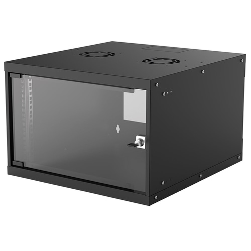 Intellinet Network Cabinet, Wall Mount (Basic), 6U, Usable Depth 500mm/Width 485mm, Black, Flatpack, Max 50kg, Glass Door, 19, Parts for wall installation (eg screws and rawl plugs) not included, Three Year Warranty