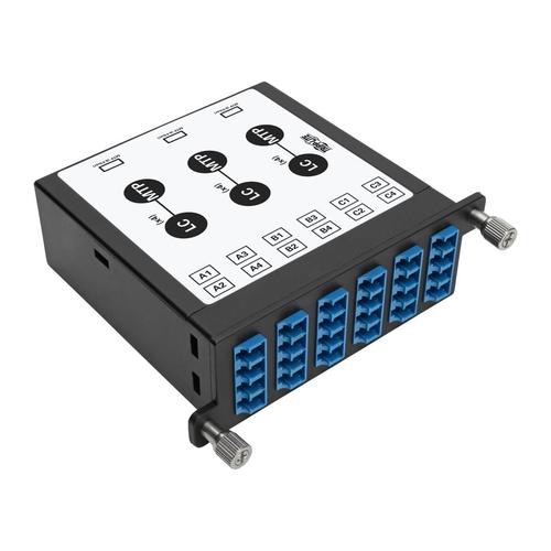 Tripp Lite N484-3M8L12S 40/100Gb Singlemode Fiber Breakout Cassette, 40Gb to 4 x 10Gb, 100Gb to 4 x 25Gb, (x3) 8-Fiber MTP/MPO (APC) to (x12) LC (UPC) Duplex 9/125, N484 Chassis