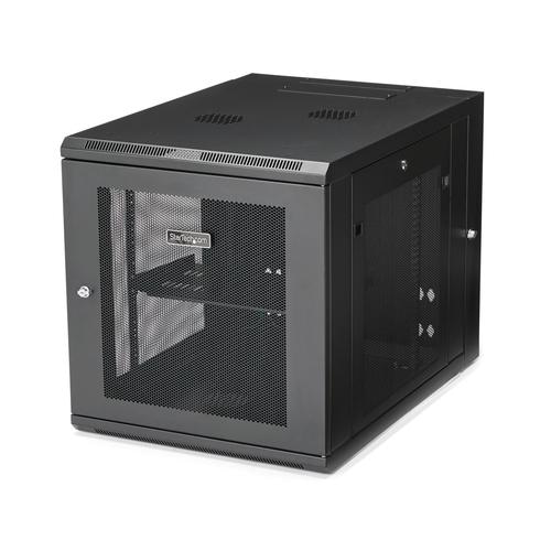 StarTech.com 12U 19 Wall Mount Network Cabinet - 4 Post 24 Deep Hinged Server Room Data Cabinet- Locking Computer Equipment Enclosure w/Shelf - Flexible Vented IT Rack - Pre-Assembled