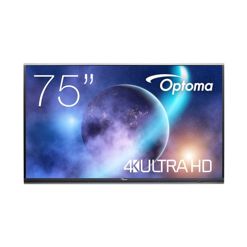 Optoma 5752RK+ Interactive flat panel 190.5 cm (75) LED 400 cd/m 4K Ultra HD Black Touchscreen Built-in processor Android 11