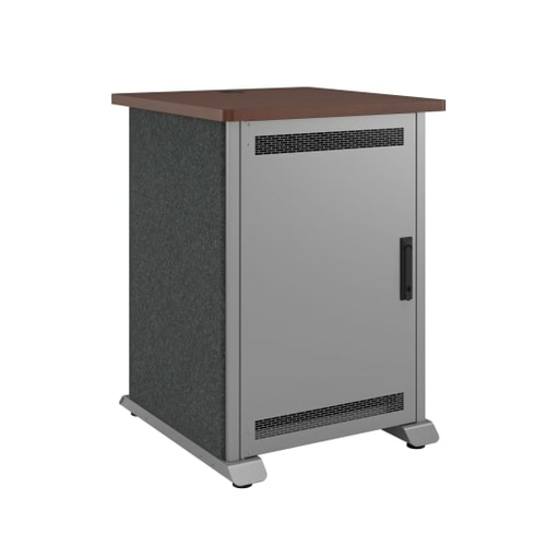 Middle Atlantic Products Forum Side Cart Rack, 12RU, 27 Deep, Wilsonart Biltmore Cherry, Magnesium Powdercoat, Charcoal Gray Felt