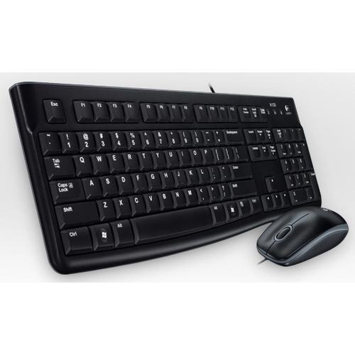 Logitech Desktop MK120 keyboard Mouse included USB QWERTZ German Black