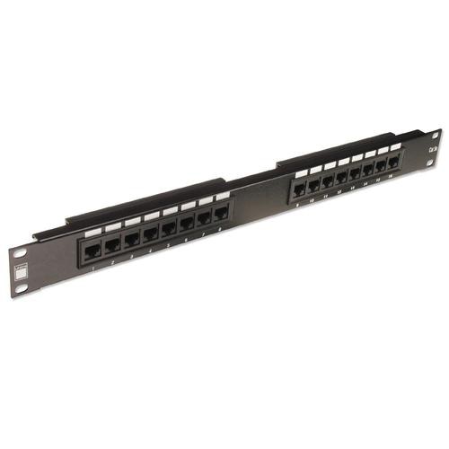 Lindy 19 CAT6 1U 16 Port RJ-45 Patch Panel, Unshielded, Black