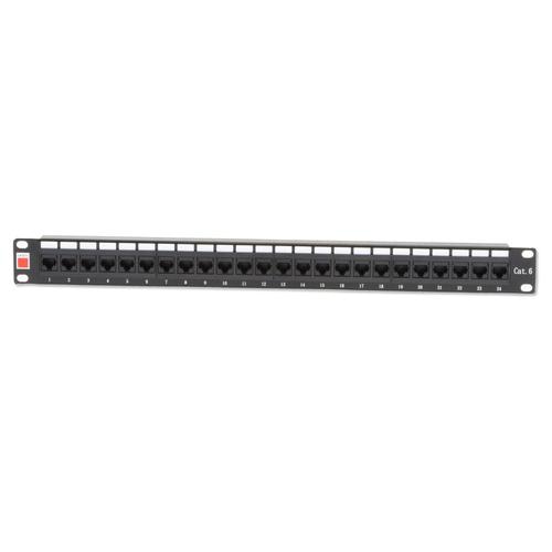 Lindy 19 CAT6 1U 24 Port RJ-45 Patch Panel, Unshielded, Black