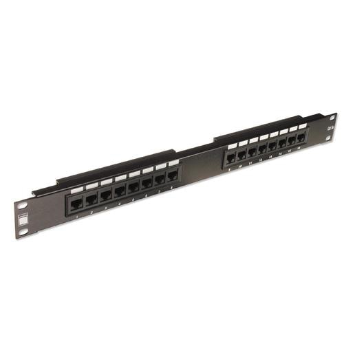 Lindy 19 CAT5e 1U 16 Port RJ-45 Patch Panel, Unshielded, Black