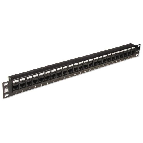Lindy 19 CAT5e 1U 24 Port RJ-45 Patch Panel, Unshielded, Black