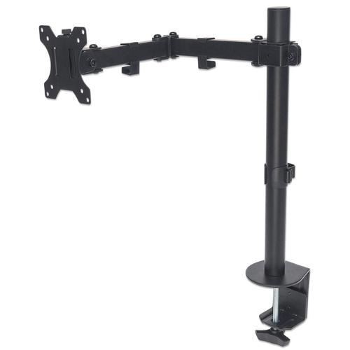 Manhattan TV & Monitor Mount, Desk, Full Motion, 1 screen, Screen Sizes: 10-27, Black, Clamp Assembly, VESA 75x75 to 100x100mm, Max 8kg, Lifetime Warranty
