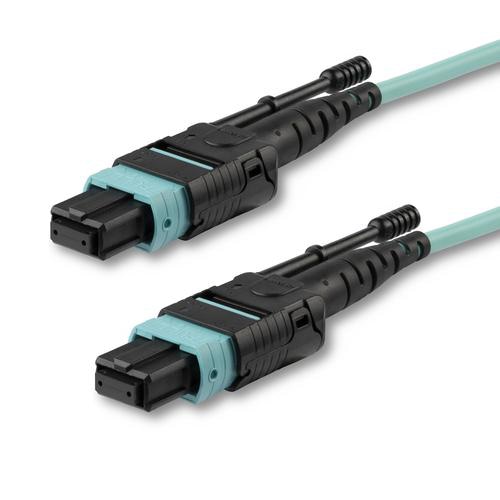 StarTech.com 10m (30ft) MTP(F)/PC to MTP(F)/PC OM3 Multimode Fiber Optic Cable, 12F Type-A, OFNP, 50/125m LOMMF, 40G Networks, Low Insertion Loss, MPO Fiber Patch Cord