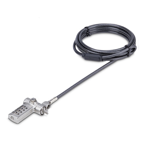 StarTech.com Universal Laptop Lock 6.6ft (2m), Security Cable For Notebook Compatible With Noble Wedge/Nano/K-Slot; Keyless Combination Locking Cable, Anti-Theft Cut-Resistant Steel Cable