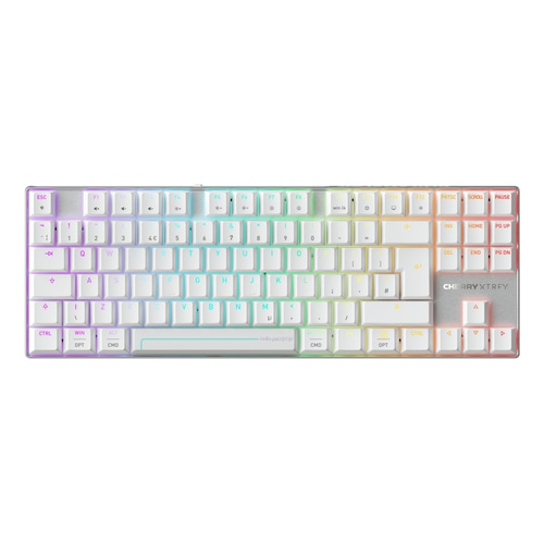 CHERRY MX 8.2 Pro TMR Wireless keyboard Gaming USB + RF Wireless + Bluetooth QWERTY UK English Silver, White