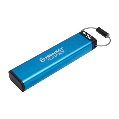 Kingston Technology IronKey Keypad 200 USB flash drive 16 GB USB Type-C 3.2 Gen 1 (3.1 Gen 1) Blue