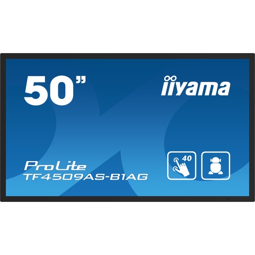 iiyama TF5039AS-B1AG Signage Display Digital signage flat panel 125.7 cm (49.5) LED 500 cd/m 4K Ultra HD Black Touchscreen Built-in processor Android 24/7