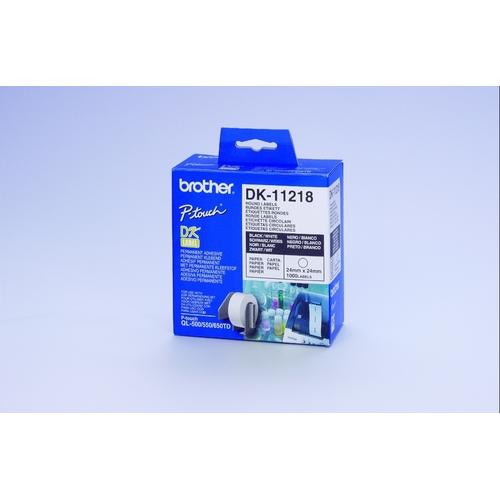 Brother DK-11218 Round Labels White