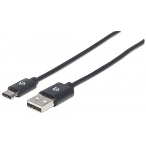 Manhattan USB-C to USB-A Cable, 50cm, Male to Male, Black, 480 Mbps (USB 2.0), Equivalent to USB2AC50CM, Hi-Speed USB, Lifetime Warranty, Polybag