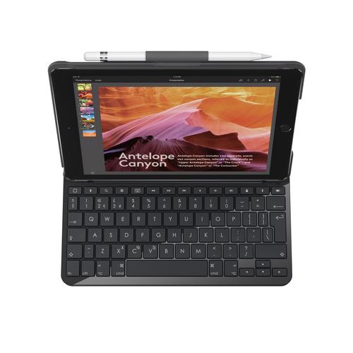 Logitech SLIM FOLIO with Integrated Bluetooth Keyboard for iPad (5th and 6th generation) Carbon, Black QWERTY Spanish