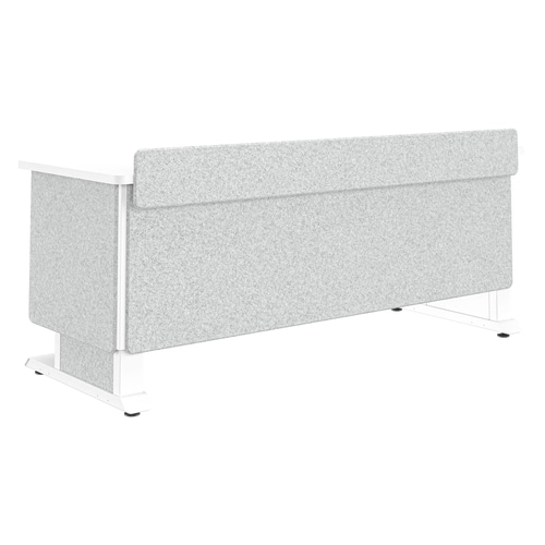 Middle Atlantic Products Forum Lectern, 72 Wide, Electrically Height Adjustable, Wilsonart Designer White, White Powdercoat, Silver Gray Felt with Power for UK