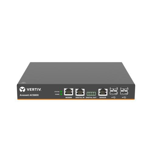 Vertiv Avocent 4-Port ACS800 Serial Console with analog modem, external AC/DC Power Brick - Jumper cord: Plug C14 to connector C13