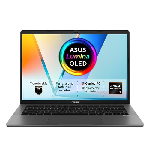 ASUS Vivobook S14 M3407GA-SF015W AMD Ryzen AI 7 445 Laptop 35.6 cm (14) WUXGA 16 GB DDR5-SDRAM 1 TB SSD Wi-Fi 6 (802.11ax) Windows 11 Home Grey