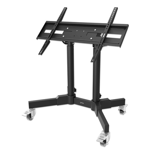 Manhattan Low Height Trolley Mount Stand for TV & Monitors, For screens 37 to 65, VESA compatability: all between 200x200 to 600x400mm - check the dimensions of the four mounting holes on back of screen to ensure it fits, Max 40kg, 45 tilt (tool free), Bracket
