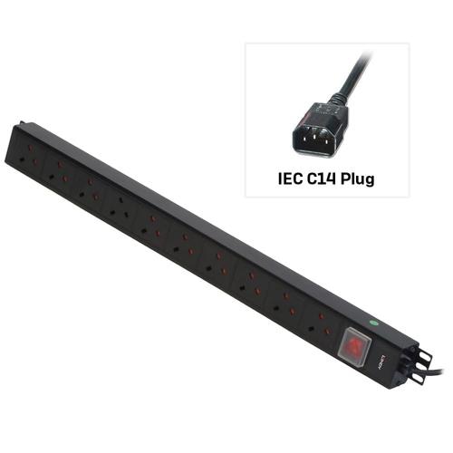 Lindy 10 Way UK Mains Sockets, Vertical PDU with IEC Mains Cable